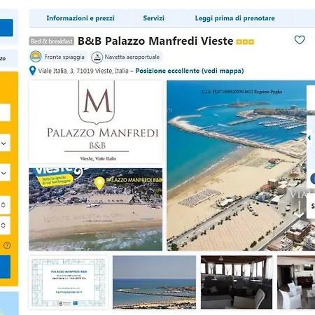 住宿加早餐酒店 Palazzo Manfredi Vieste, Fronte Mare Con Parcheggio 维耶斯泰