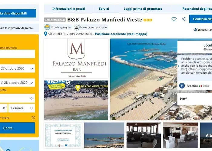 住宿加早餐酒店 Palazzo Manfredi Vieste, Fronte Mare Con Parcheggio 维耶斯泰